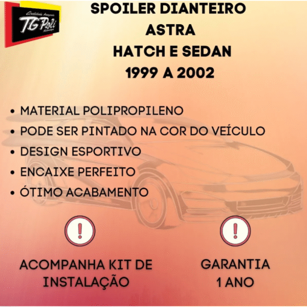 Saia Spoiler Dianteiro Astra Hatch/Sedan 1999 a 2002 | TG Poli 03.115 - Imagem 4