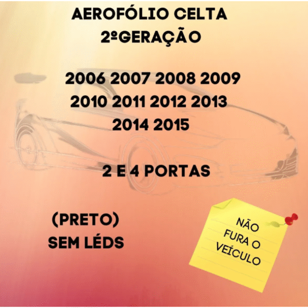 Aerofólio Chevrolet Celta 2ª Geração 2006 a 2015 – 2 e 4 Portas | TG Poli 03.281 - Imagem 3