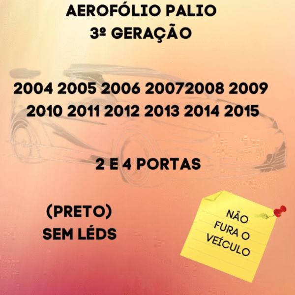 Aerofólio Palio 3ª Geração 2004 a 2015 – Sem LEDs – 2P/4P – Preto | TG Poli 04.155 - Imagem 4
