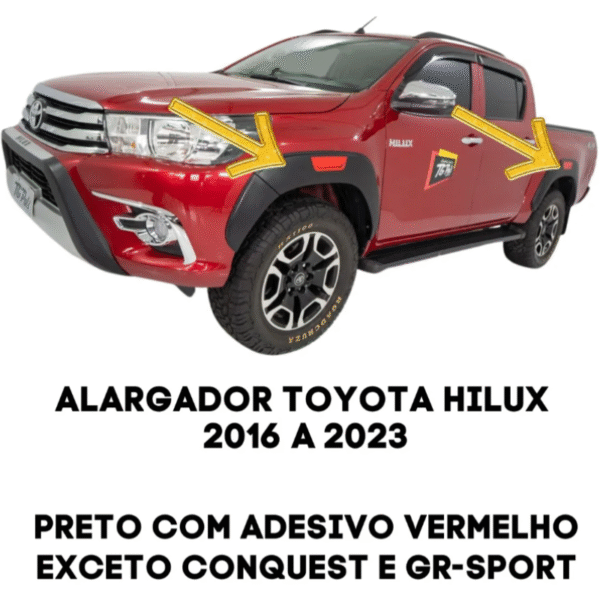 Alargador Toyota Hilux 2016 a 2023 Cj 6 Peças Preto Tg Poli 07.115 - Imagem 2