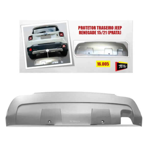Aplique Protetor Traseiro Jeep Renegade 2015 a 2021 | Prata | TG Poli | Cód. 16.005 - Imagem 3