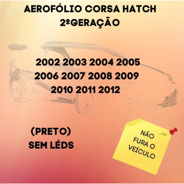 Aerofólio Corsa Hatch 2002 a 2012 Preto – TG Poli 03.288 - Imagem 3