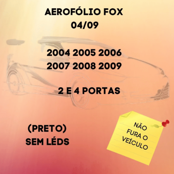 Aerofólio Volkswagen Fox 2004 a 2009 (Sem LED) 2P/4P Preto – TG Poli | Cód. 02.235 - Imagem 4