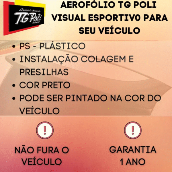 Aerofólio Volkswagen Fox 2004 a 2009 (Sem LED) 2P/4P Preto – TG Poli | Cód. 02.235 - Imagem 6