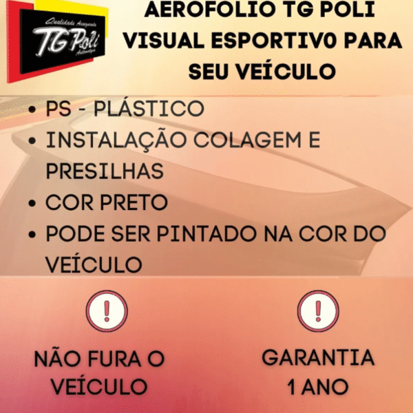 Aerofólio VW Gol G2 G3 G4 1995 a 2014 (Sem LED) Preto – TG Poli | Cód. 02.267 - Imagem 3