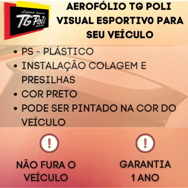 Aerofólio Uno 1ª Geração 1985 a 2013 – Sem LED – Preto | TG Poli 04.171 - Imagem 5