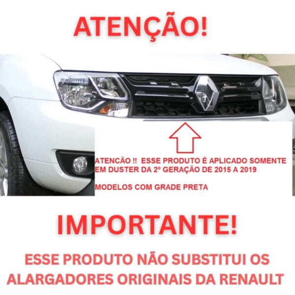 Alargador de Paralama Renault Duster 2015 a 2018 | Preto | TG Poli | 8 Peças | Cód. 09.058 - Imagem 3