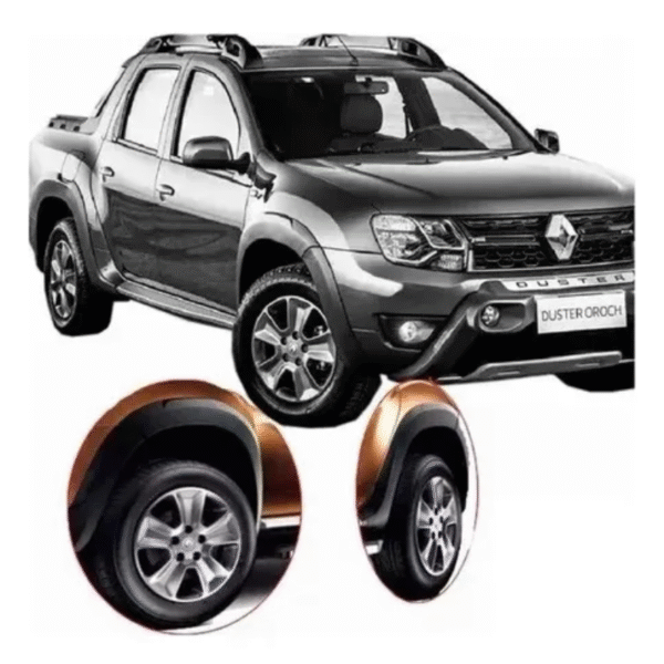 Alargador de Paralama Renault Duster Oroch 2015 a 2021 | Preto | TG Poli | 8 Peças | Cód. 09.059
