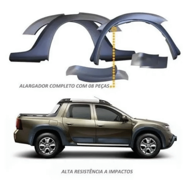Alargador de Paralama Renault Duster Oroch 2015 a 2021 | Preto | TG Poli | 8 Peças | Cód. 09.059 - Imagem 4
