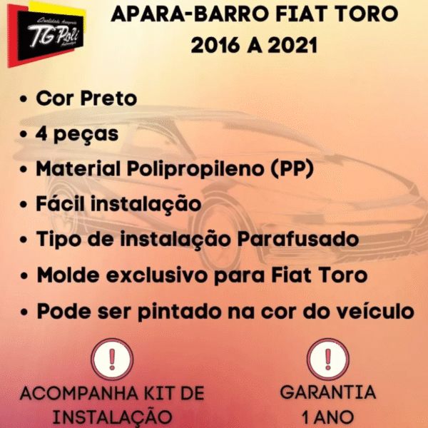 Kit Apara-Barro Fiat Toro 2016 a 2022 – TG Poli Cód. 04.231 - Imagem 5