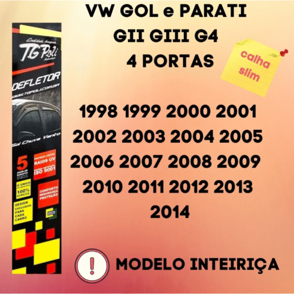 Calha de Chuva Slim TG Poli Gol e Parati G2 G3 G4 1998 a 2014 | Cód. 22.022 - Imagem 2