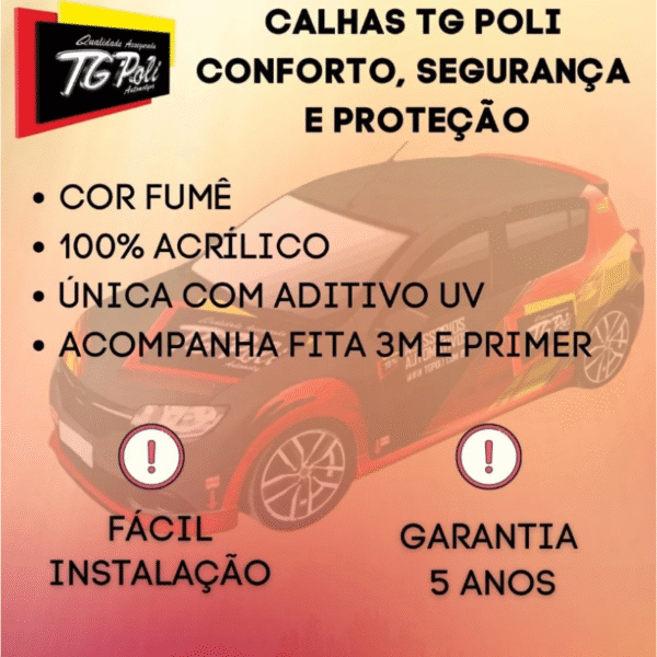 Calha de Chuva Slim TG Poli Gol e Parati G2 G3 G4 1998 a 2014 | Cód. 22.022 - Imagem 6