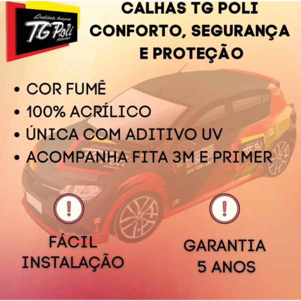 Calha de Chuva TG Poli HB20S Sedan 2013 a 2019 | 4 Portas | Cód. 25.006 - Imagem 5