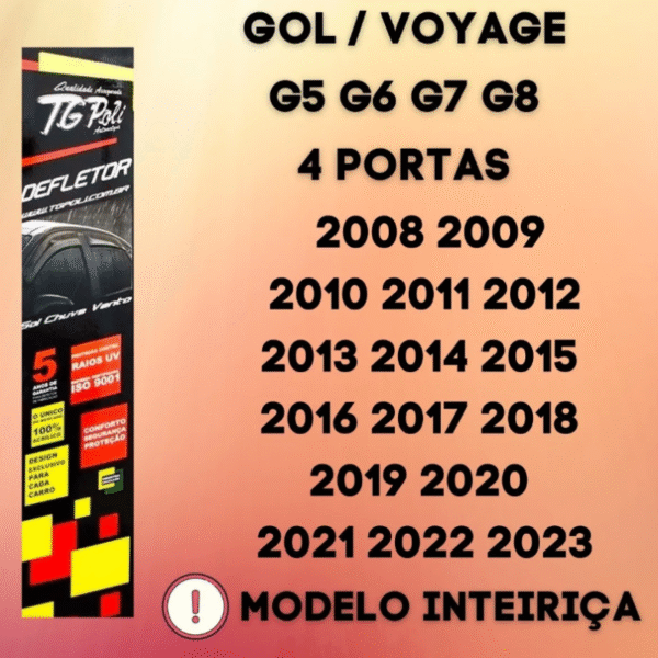 Calha de Chuva Inteiriça TG Poli Gol e Voyage G5/G6/G7 2004 a 2022 | Cód. 22.024 - Imagem 3