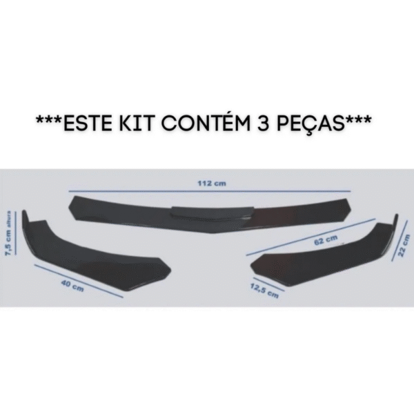 Front Lip Spoiler Dianteiro Universal 3 Pçs Saia Tg Poli 05.056 - Imagem 3