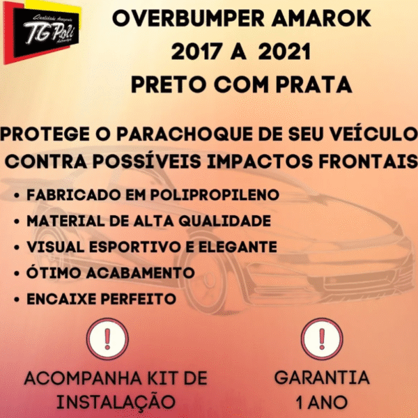 Overbumper Protetor Dianteiro Volkswagen Amarok 2017 a 2024 | TG Poli | Cód. 02.297 - Imagem 3