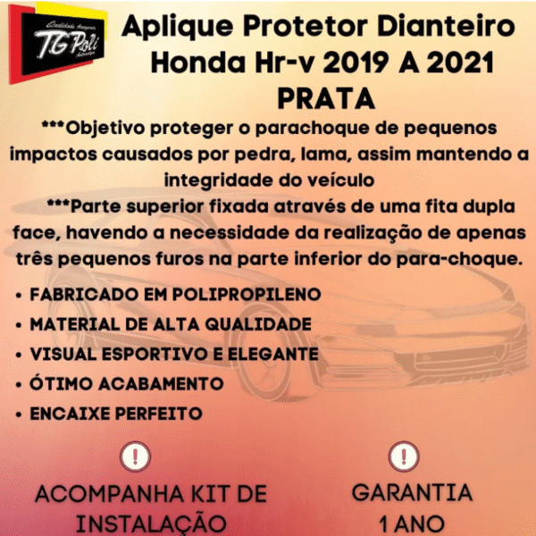 Protetor Dianteiro TG Poli Honda HR-V 2019 a 2021 – Prata | Cód. 08.031 - Imagem 6