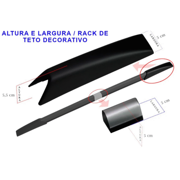 Longarina (Rack) de Teto Decorativo Universal Até 1,54m | Preto | TG Poli | Cód. 05.102 - Imagem 2