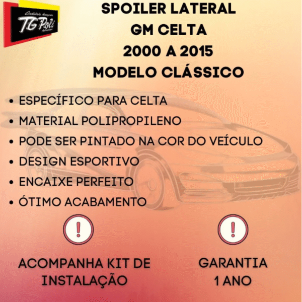 Spoiler Lateral Original TG Poli | Celta 2000 a 2015 | Cód. 03.267 - Imagem 5