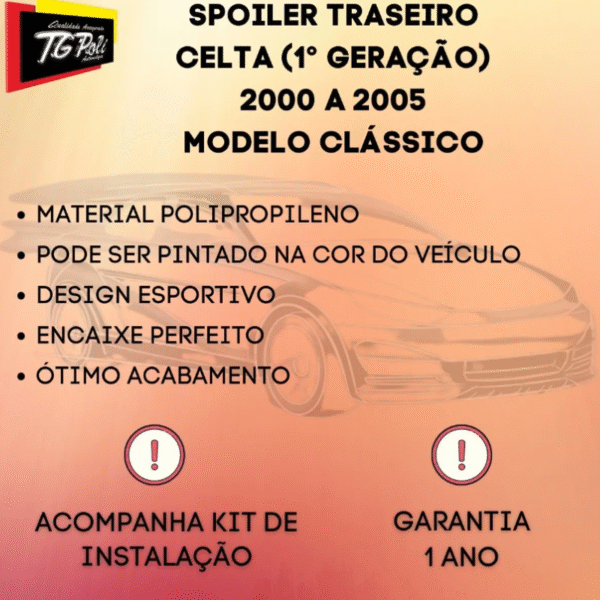 Spoiler Traseiro TG Poli | Celta 2000 a 2005 – Saia 1ª Geração | Cód. 03.258 - Imagem 3