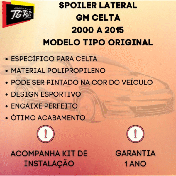 Spoiler Lateral Saia Celta 2000 a 2015 | Modelo Clássico TG Poli 03.257 - Imagem 5