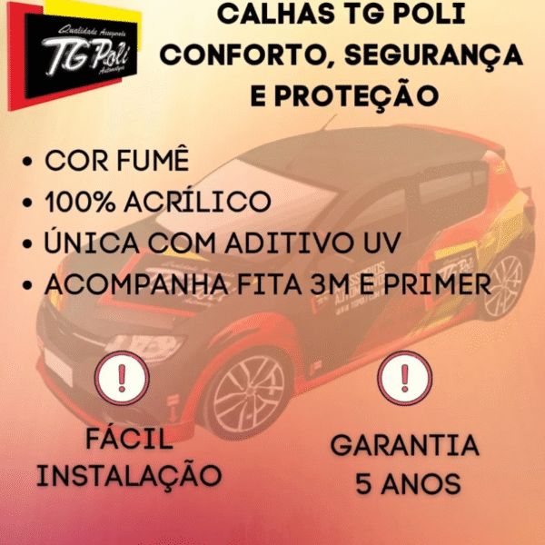 Calha de Chuva Peugeot 208 2013 a 2016 4 Portas – TG Poli 20.007 - Imagem 4