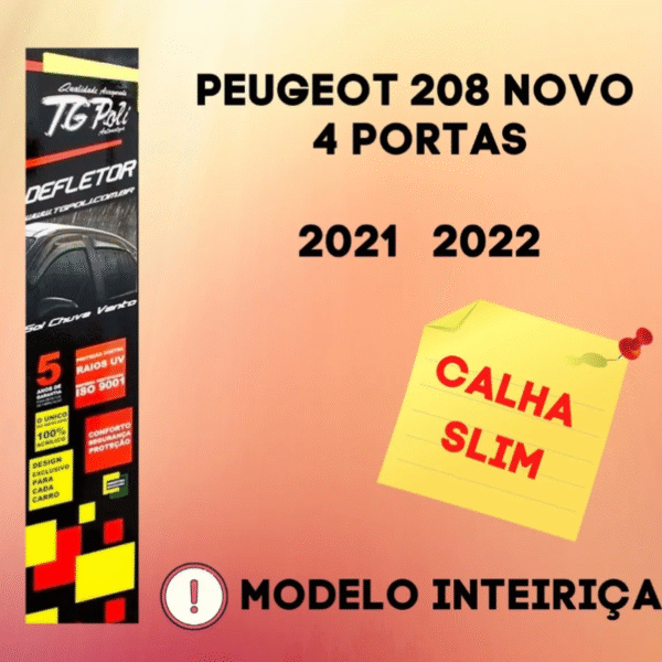 Calha de Chuva Slim TG Poli – Peugeot 208 2021 a 2022 – 20.011 - Imagem 3